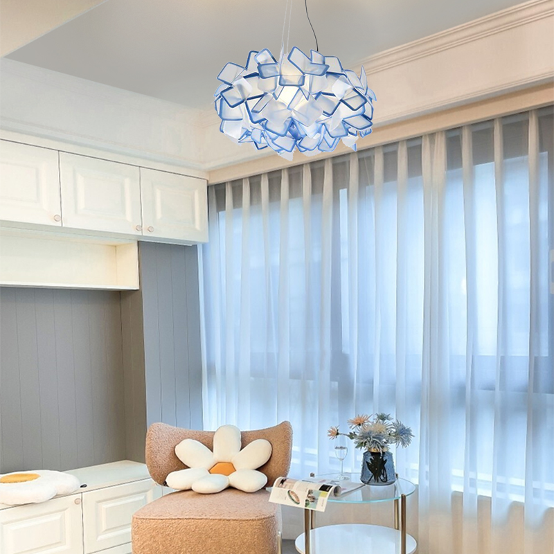 Art Deco Blue Flower Pendant Light Living Room